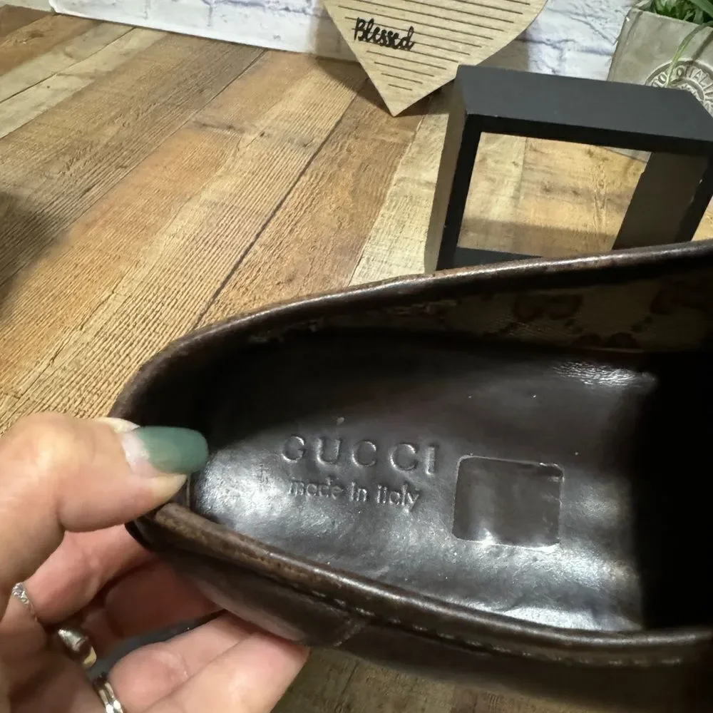Gucci brown leather driving loafers size 41